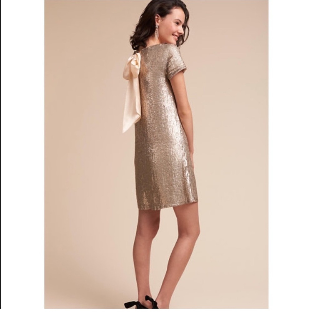 BHLDN Gold Sequin Mini Dress